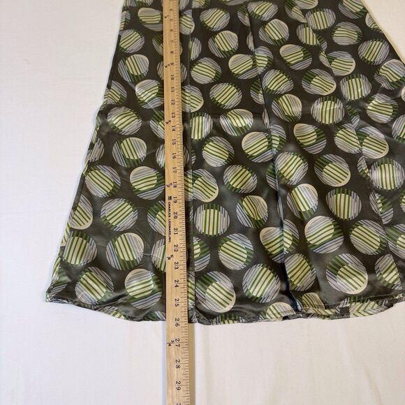 Amanda Smith Green Circle Dot 100% Silk Career A-Line Side Zip Skirt Size 8 - Picture 2 of 10